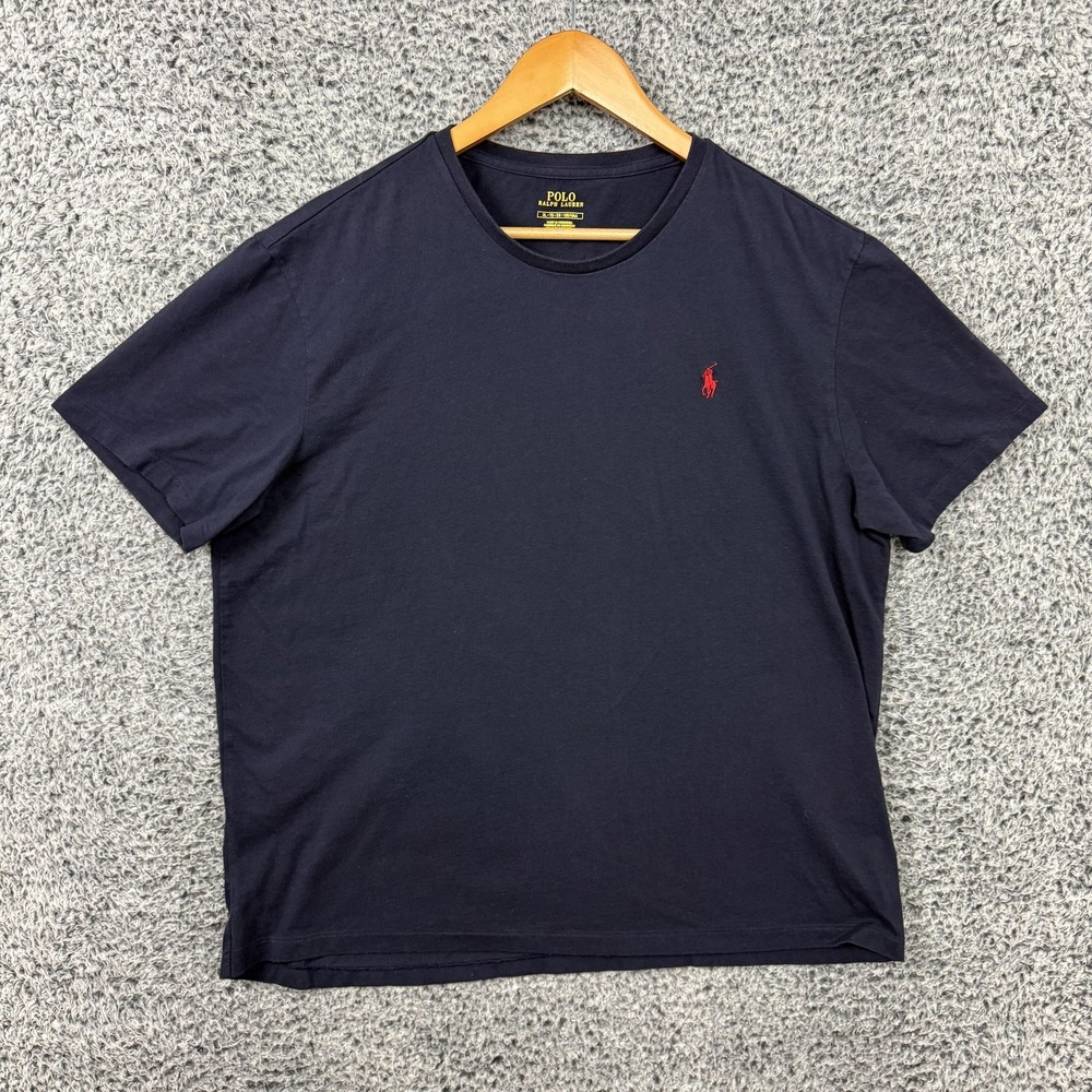 Polo Ralph Lauren Shirt Mens XL Navy Blue Small Pony Logo Tee Crewneck Cotton - Picture 2 of 9